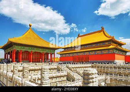 Vieux bâtiment, historique, et moderne partie résidentielle de Pékin avec des rues traditionnelles. Chine. Banque D'Images