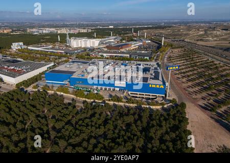 Vue aérienne du magasin IKEA dans le centre commercial Puerto Venecia, Saragosse, Espagne Banque D'Images