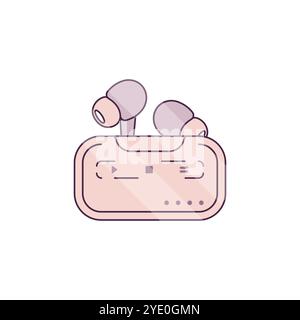 Icône des écouteurs élégants. Écouteurs colorés. Un casque au style moderne. Écouteurs tendance. Casque à vide avec coussin vecteur. Illustration de Vecteur