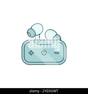 Icône des écouteurs élégants. Écouteurs colorés. Un casque au style moderne. Écouteurs tendance. Casque à vide avec coussin vecteur. Illustration de Vecteur