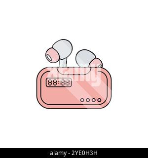 Icône des écouteurs élégants. Écouteurs colorés. Un casque au style moderne. Écouteurs tendance. Casque à vide avec coussin vecteur. Illustration de Vecteur