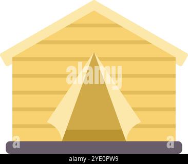 Illustration simple d'une cabane touristique en bois alliant le camping au confort de la maison, parfaite pour le tourisme et le matériel de marketing de voyage Illustration de Vecteur