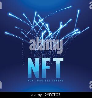 Concept de jeton non fongible NFT avec vecteur de traces de lumière étincelante Illustration de Vecteur