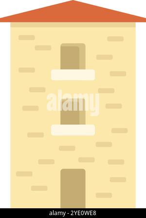 Immeuble d'appartements de trois étages avec balcons et façade en briques Illustration de Vecteur