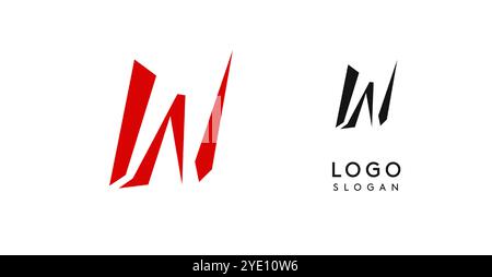 Lettre W au stylo pinceau simple dans un style typographique asiatique. Logo monogramme pour l'emballage de nourriture et de boisson, cuisine asiatique, restaurants, design graphique Illustration de Vecteur