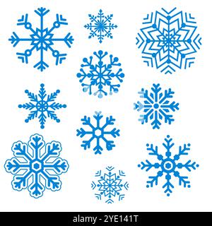 Vecteurs de flocon de neige isolés sur fond blanc Illustration de Vecteur