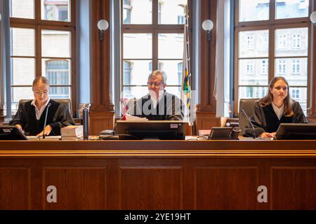 Leipzig - Prozessauftakt nach mord am Hauptbahnhof : 25-jähriger Ukrainer steht vor dem Landgericht Leipzig 28.10.2024 gegen 9 Uhr Leipzig, Harkortstraße Landgericht Leipzig Im Foto : Vorsitzender Richter und Vizepräsident des Landgericht Leipzig Hans Jagenlauf Nach dem grausamen mord an einem 43-jährigen Obdachlosen unweit des Leipziger Hauptbam Mongam, mutmaßlichen Täter, Ulehder, Ulehden, jährigen, Ugehtbahden, Ubeden,, Ugehtbahden, Uben, 25. Laut Anklage War der Konflikt eskaliert, nachdem das spätere Opfer einen weiteren Obdachlosen gebeten hatte, nicht SO laut zu schnarc Banque D'Images