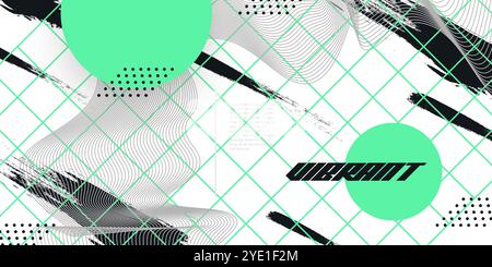 Fond géométrique créatif abstrait avec illustration du pinceau en noir et vert. Design créatif adapté à la bannière sportive ou à l'affiche Illustration de Vecteur
