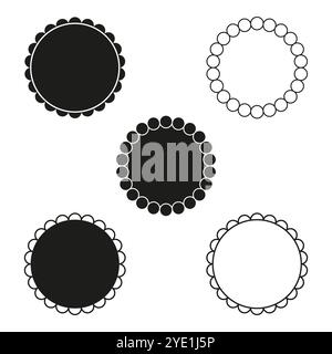 Ensemble d'emblèmes circulaires. Cadres ronds décoratifs. Conceptions de cercle simples. Collection de badges vectoriels. Illustration de Vecteur