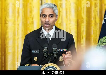 Washington, États-Unis. 28 octobre 2024. Vivek Murthy, chirurgien général des États-Unis, s'exprimant lors d'une réception en l'honneur de Diwali à la Maison Blanche à Washington, DC crédit : SOPA images Limited/Alamy Live News Banque D'Images