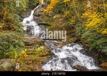 Mud Creek Falls dans Sky Valley, Géorgie, entre Highlands, Caroline du Nord, et Dillard, Géorgie. (ÉTATS-UNIS) Banque D'Images