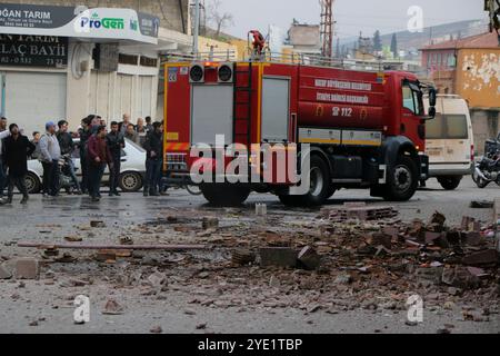 L'8217 unité de protection (YPG), majoritairement kurde, a mené un bombardement d'artillerie du district de Rihania dans l'État turc de Hatay. L'attaque a causé la mort d'une personne, blessé d'autres, en plus d'endommager des bâtiments résidentiels. Cela a également provoqué la panique dans le quartier et les commerces ont été fermés. L'attaque aurait eu lieu en réponse à l'opération militaire turque en cours à Afrin, en Syrie Banque D'Images