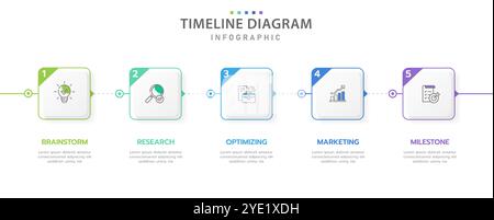 Modèle d'infographie pour concept d'entreprise. 5 étapes Modern Timeline diagramme avec flèche et sujet, vecteur de présentation infographique Timeline design layou Illustration de Vecteur