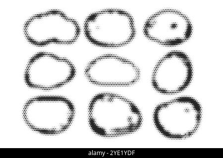 ensemble de neuf cadres de grunge demi-ton abstraits Illustration de Vecteur