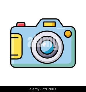 Illustration vectorielle colorée de caméra avec grand objectif Illustration de Vecteur