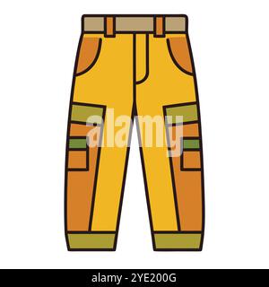 Illustration vectorielle de pantalon cargo jaune avec poches Illustration de Vecteur