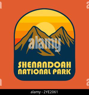 COUCHER DE SOLEIL SUR SHENANDOAH LOGO LOGO LOGO ILLUSTRATION VECTORIELLE Banque D'Images