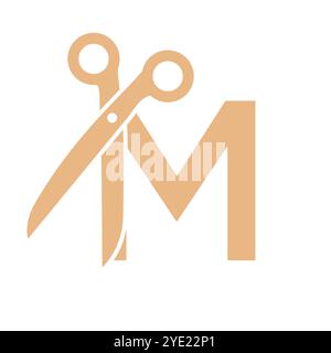 Lettre M salon logo concept avec symbole ciseaux Illustration de Vecteur