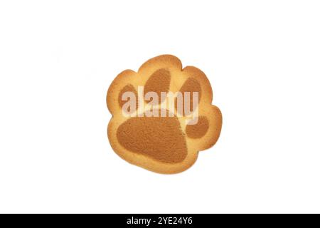 Cookies de patte de chat auto-fabriqués isolés sur fond blanc. Vue de dessus Banque D'Images