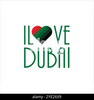 J'aime Dubaï typographie art art de typographie jour national Dubaï art ou design Illustration de Vecteur