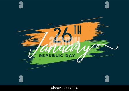 26 janvier bannière de jour de la république avec vecteur de drapeau indien grungy Illustration de Vecteur