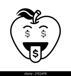 Riche conception vectorielle emoji, expressions gourmandes, signe dollar sur la langue Illustration de Vecteur