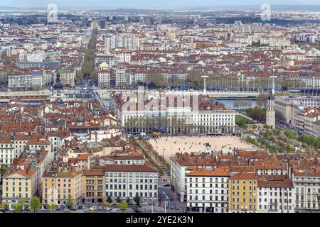 Vue sur Lyon depuis la basilique notre-Dame de Fourvière, Frane Banque D'Images