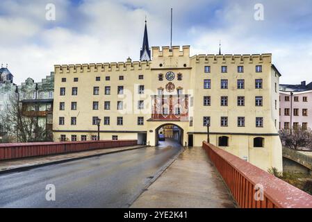 Vue de Brucktor depuis le pont de Wasserburg am in, Allemagne, Europe Banque D'Images