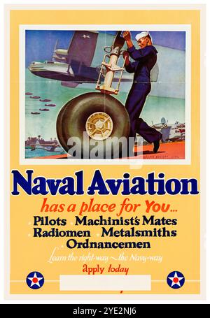 Américain, États-Unis, WW2, affiche de recrutement, Naval Aviation Has a place for You, par McClelland Barclay, 1942-1945 Banque D'Images