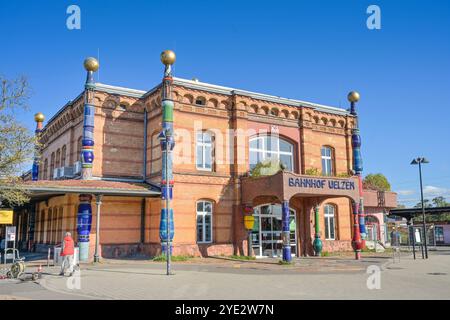 La station de Hundertwasser, Uelzen, Basse-Saxe, Allemagne Banque D'Images