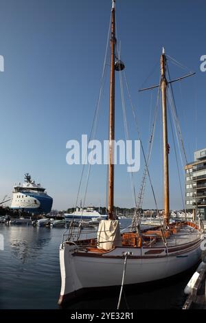 Le voilier préservé 'Wyvern' (lancé en 1897) est amarré à Stavanger, en Norvège. Banque D'Images