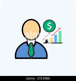 Image d'art vectorielle d'icône de courtier en actions. Illustration de Vecteur