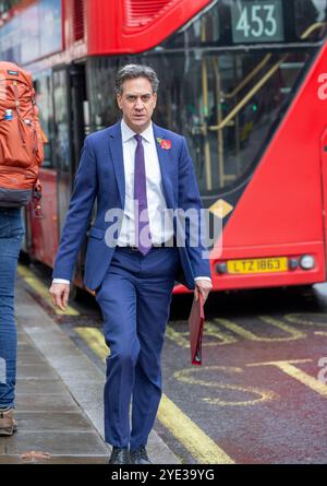 Londres, Royaume-Uni. 29 octobre 2024. Ed Miliband, secrétaire d'État à la sécurité énergétique et Net Zero vu marcher à Whitehall Westminter crédit : Richard Lincoln/Alamy Live News Banque D'Images