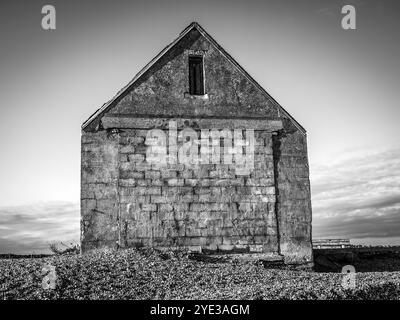 La maison du bateau de sauvetage Mary Stanford à Winchelsea, Rye, représentée dans un ton monochrome noir et blanc Banque D'Images