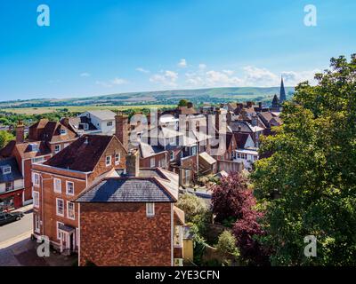 Paysage urbain vu du château, Lewes, East Sussex, Angleterre, Royaume-Uni Banque D'Images