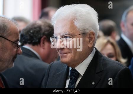 Rome, cérémonie inaugurale des Etats généraux de santé et sécurité au travail organisée par la Commission des conditions de travail et la Chambre des députés. Différentes personnalités institutionnelles étaient présentes à la cérémonie, le Président de la République Sergio Mattarella, le Président de la Chambre Lorenzo Fontana, la Ministre du travail Marina Elvira Calderone, Nicolas Schmit Commissaire européen au travail et aux droits sociaux, et d’autres. Droit d'auteur : xAndreaxCalandrax Banque D'Images