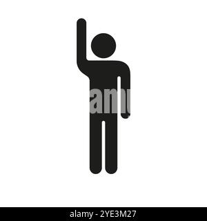 Figure humaine avec bras levé dans le geste de salutation. Icône de la personne qui agite l'icône silhouette de la main. Symbole de geste de salutation. Illustration vectorielle isolée Illustration de Vecteur