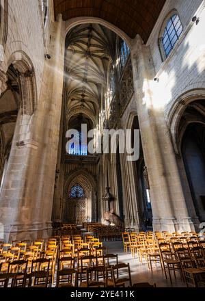 Eglise collégiale catholique Saint-Vulfran, Abbeville, Nord de la France. Banque D'Images