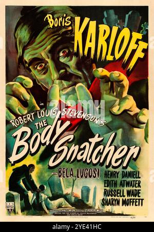 The Body Snatcher feat. Boris Karloff et Bela Lugosi, film d'horreur, 1945 - affiche de film vintage Banque D'Images