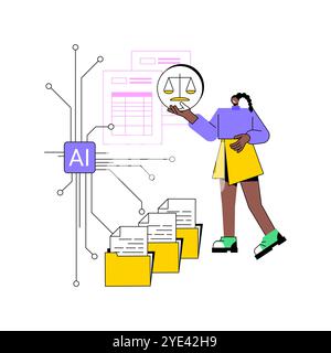 Illustration vectorielle abstraite de concept d'automatisation de documents prise en charge PAR AI. Illustration de Vecteur