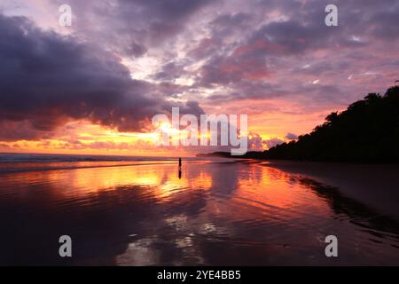 Coucher de soleil sur la plage au Costa Rica Banque D'Images