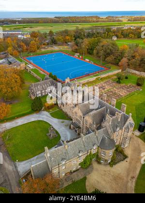 Vue aérienne de Pinkie House à l'école Loretto à Musselburgh, Écosse, Royaume-Uni Banque D'Images