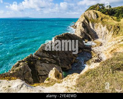 Trou d'escalier sur la côte jurassique dans le Dorset. Banque D'Images