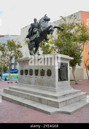 La statue de Simón Bolívar, un Plaza. Banque D'Images