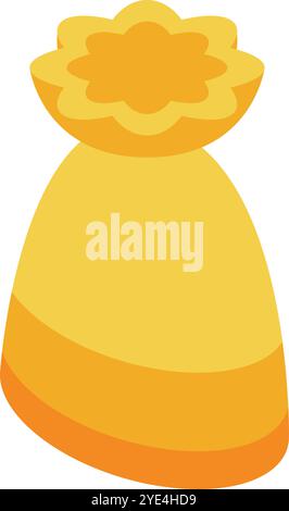 Bonbons emballés isométriques attachés avec un ruban créant une forme de fleur Illustration de Vecteur