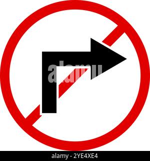 Pas de panneau de virage à droite. Vecteur modifiable. Illustration de Vecteur