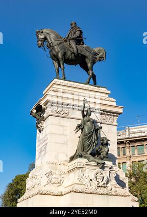 Une photo du monument Giuseppe Garibaldi à Milan. Banque D'Images