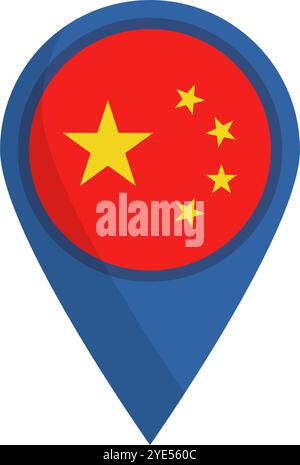 Épingle de carte drapeau de la Chine. Voyage en Chine. Vecteur modifiable. Illustration de Vecteur