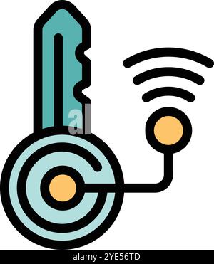 Clé intelligente électronique utilisant la technologie sans fil pour déverrouiller une porte ou démarrer un moteur Illustration de Vecteur