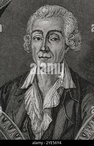 Charles-François bouche (1737-1795) Politicien français. Élu député du tiers état pour la seneschalty d'Aix aux États généraux en 1789. Portrait. Dessin de Hippolyte de la Charlerie. Gravure par Pannemaker. "Histoire de la Révolution française". Volume I, 1876. Auteur : Hippolyte de la Charlerie (1827-1867). Artiste belge. Banque D'Images